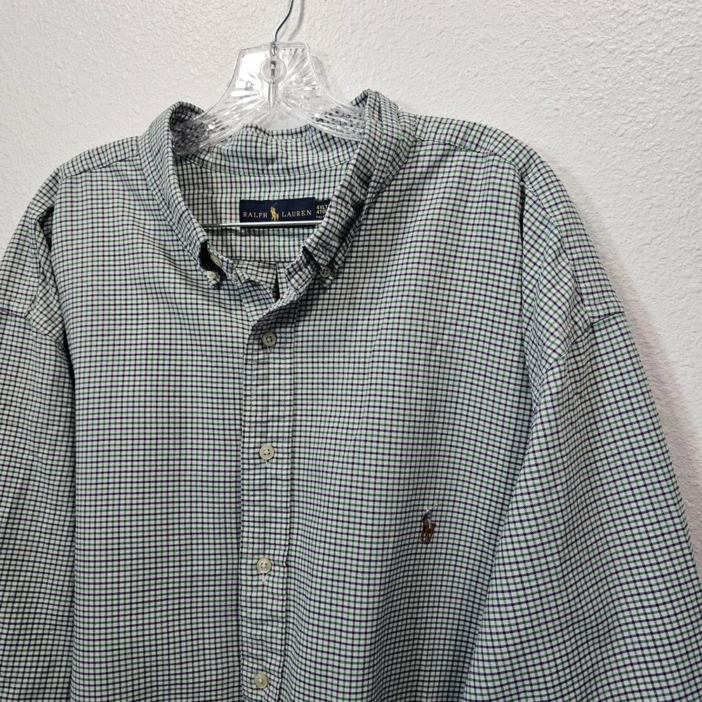 Ralph Lauren Men's 4XLT Longsleeve Button Down Plaid Polo